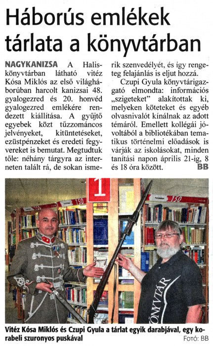 Zalai Hírlap 2022 03 23 068sz 20old - Háborús emlékek tárlata a könyvtárban.jpg Zalai Hírlap 2022 03 23 068sz 20old - Háborús emlékek tárlata a könyvtárban.jpg